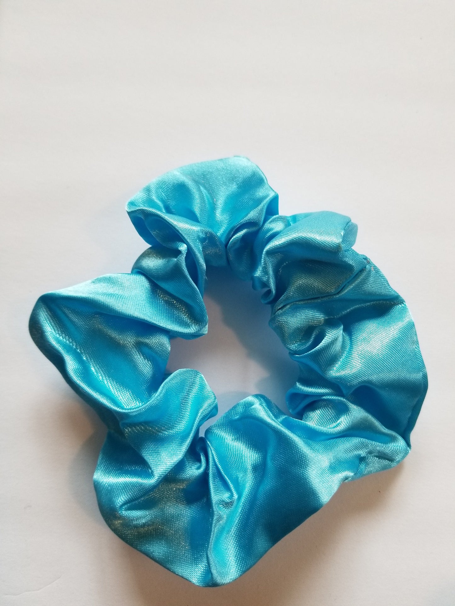 Cyan Satin Scrunchie