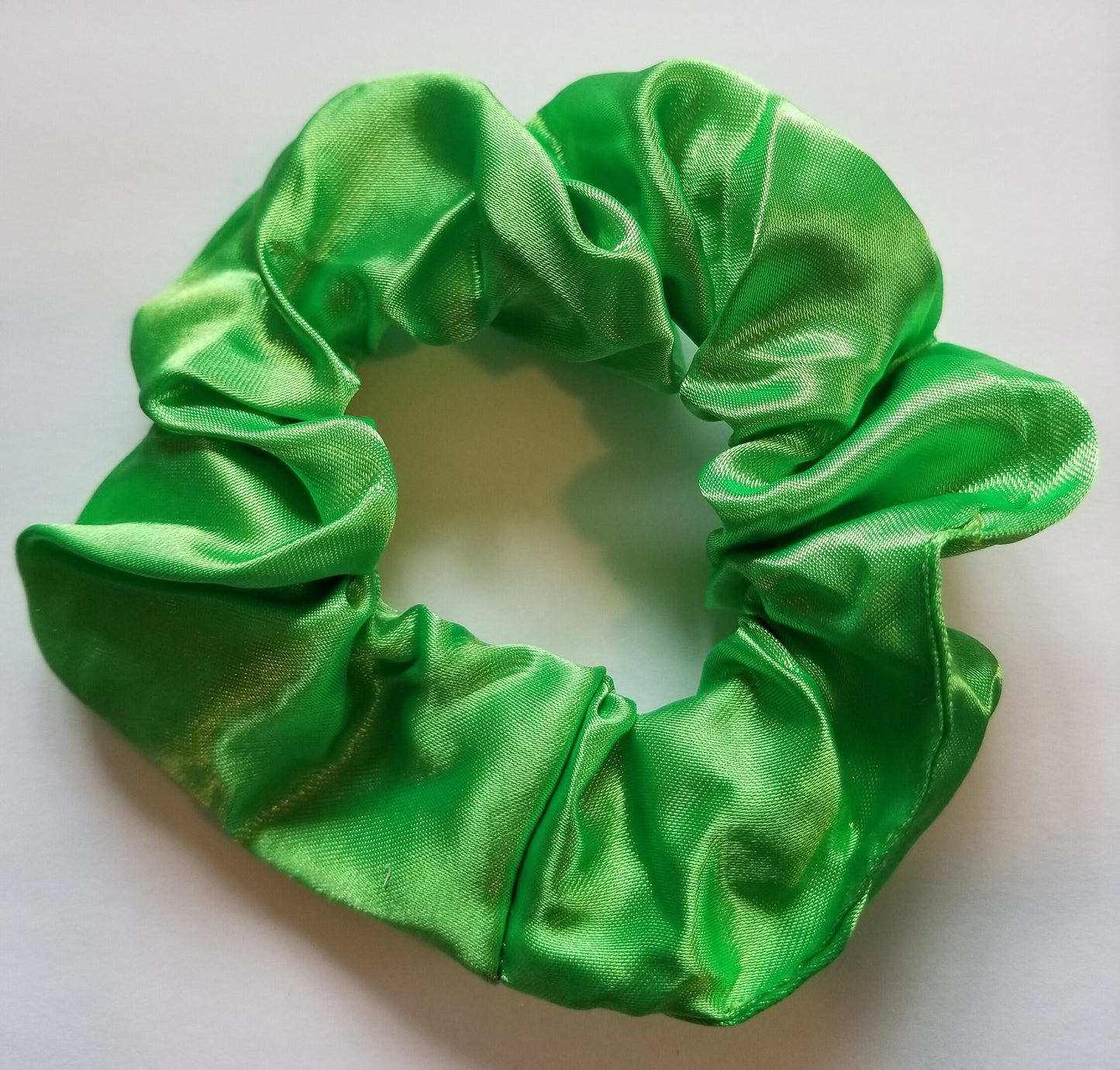 Lime Green Satin Scrunchie