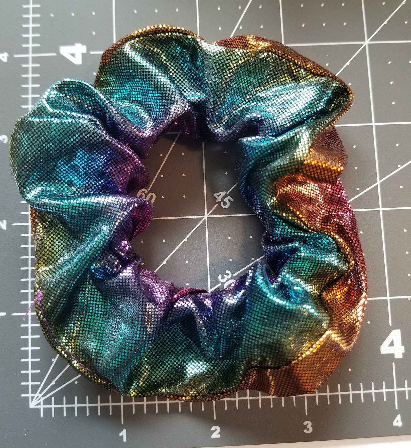 Rainbow Iridescent Satin Scrunchie