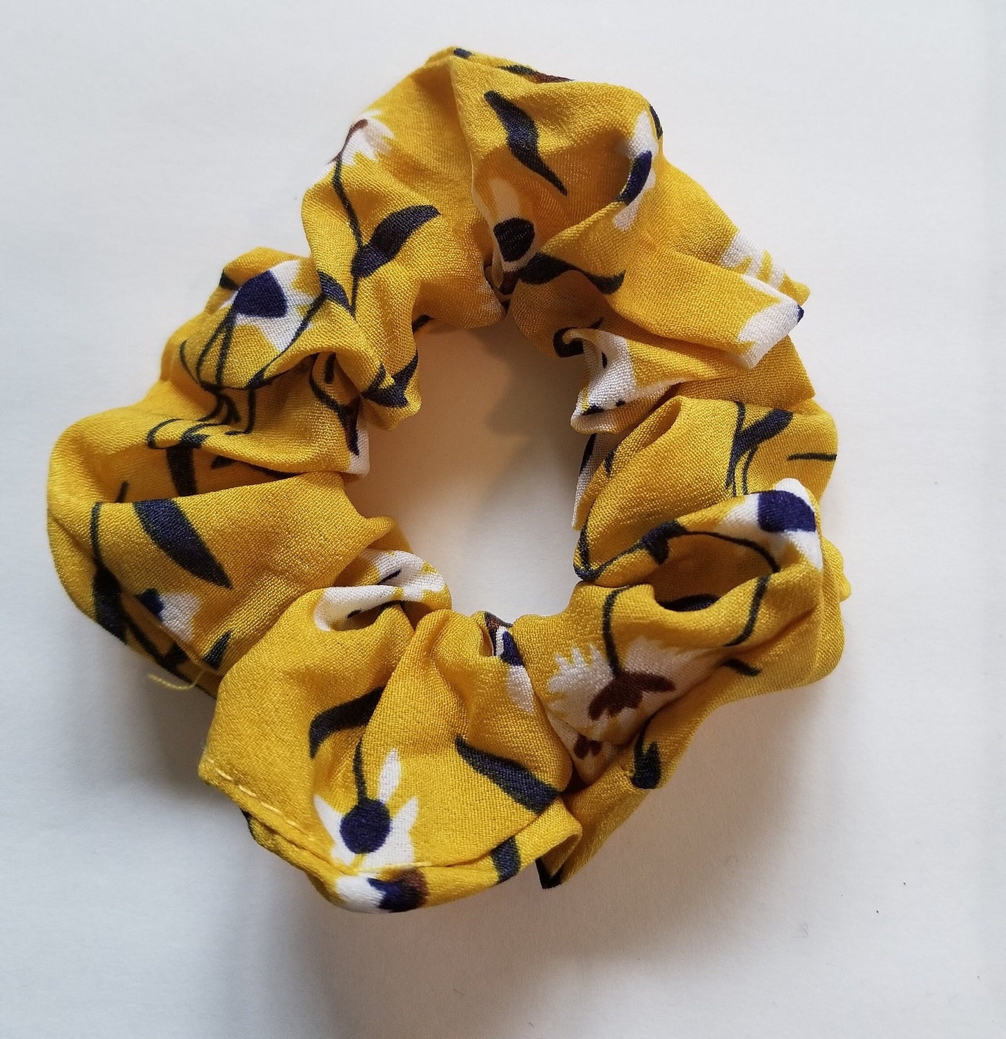 Gold Floral Satin Scrunchie