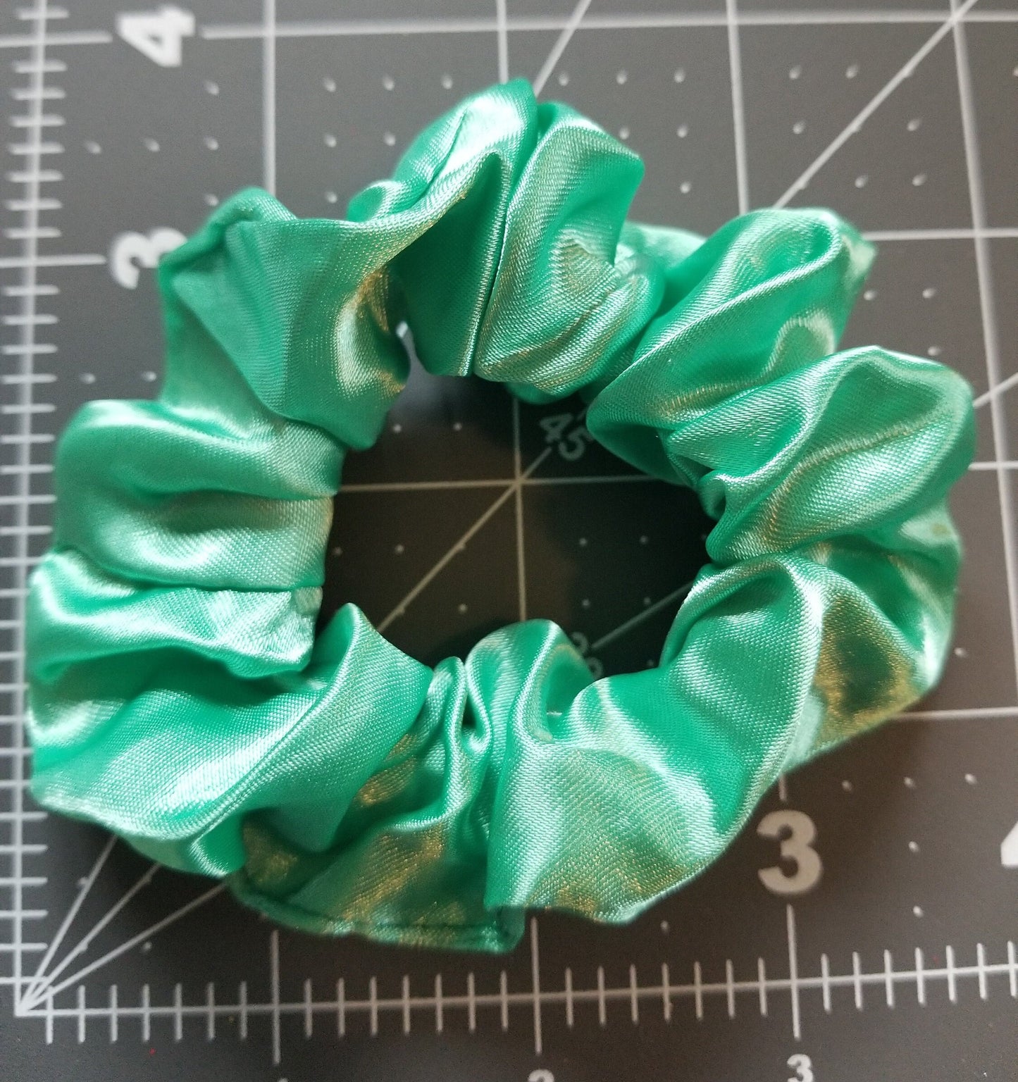Turquoise Satin Scrunchie