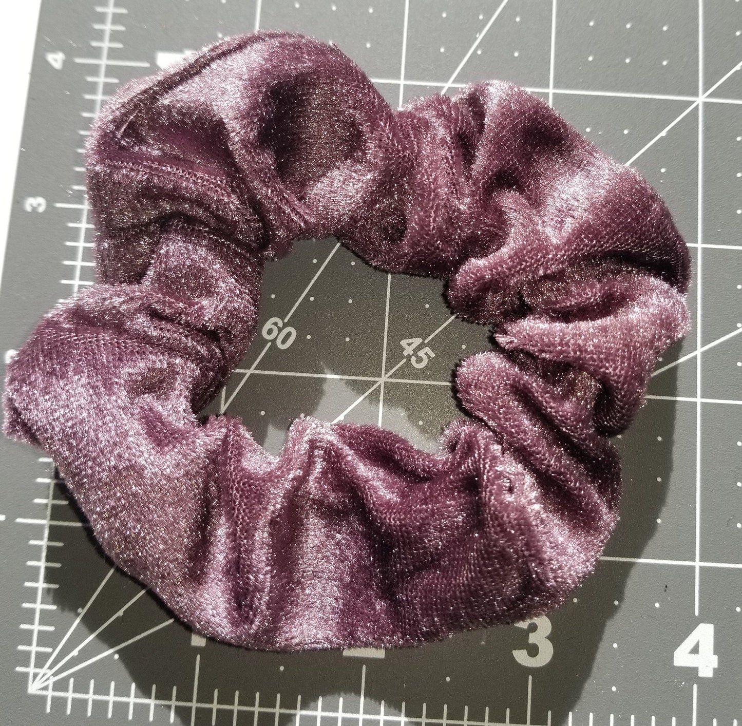 Purple Grey Velvet Scrunchie