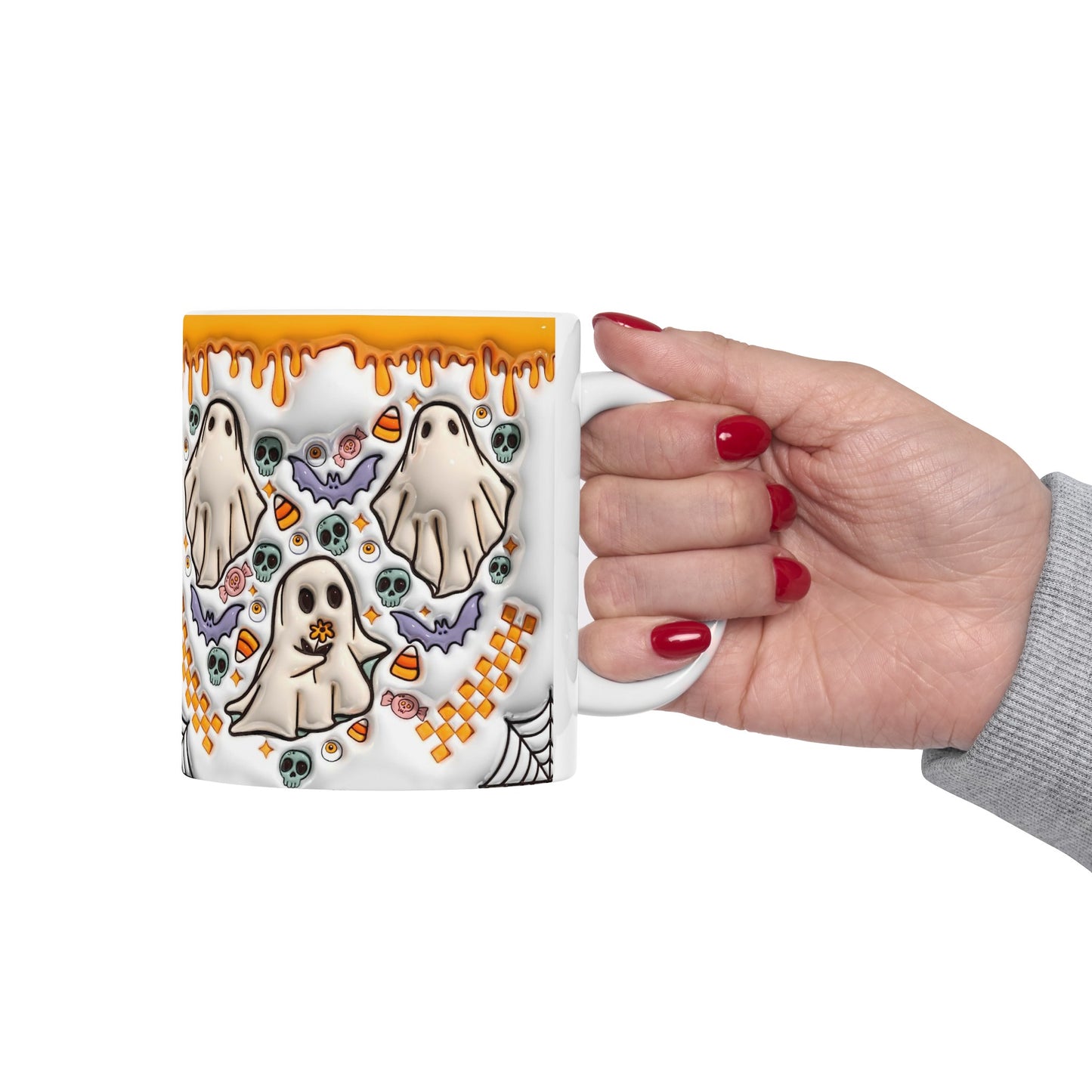 Ghost and Pumpkins Mug, Fall Mug, Autumn Mug