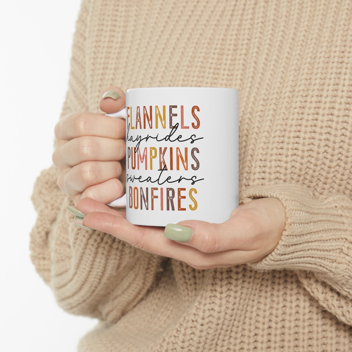 Flannels, hayrides, Pumpkins, Sweaters, Bonfires Mug, Fall Mug