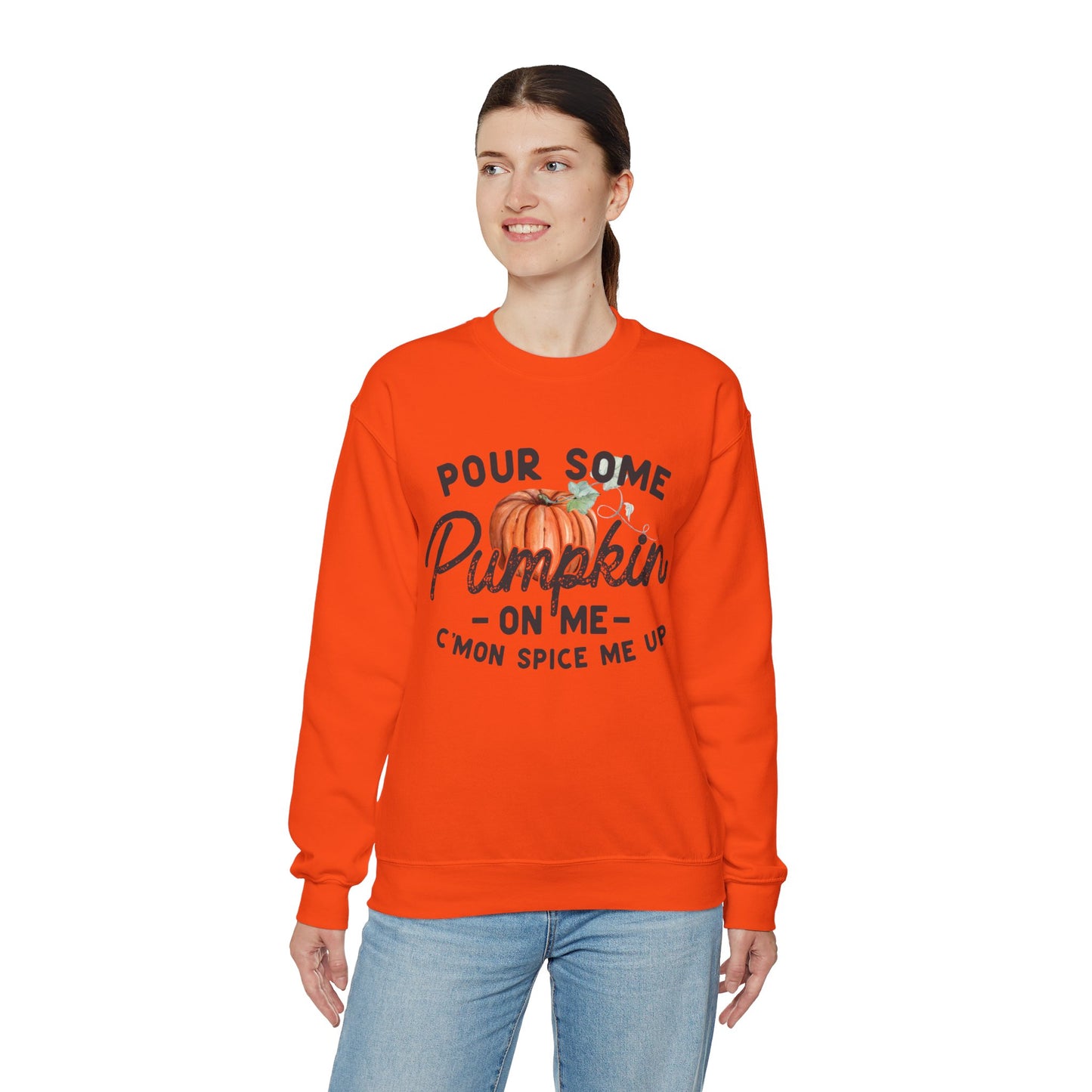 Pour some pumpkin spice on me, pumpkin spice sweatshirt, cute fall sweatshirt, pumpkin sweatshirt, thanksgiving, funny