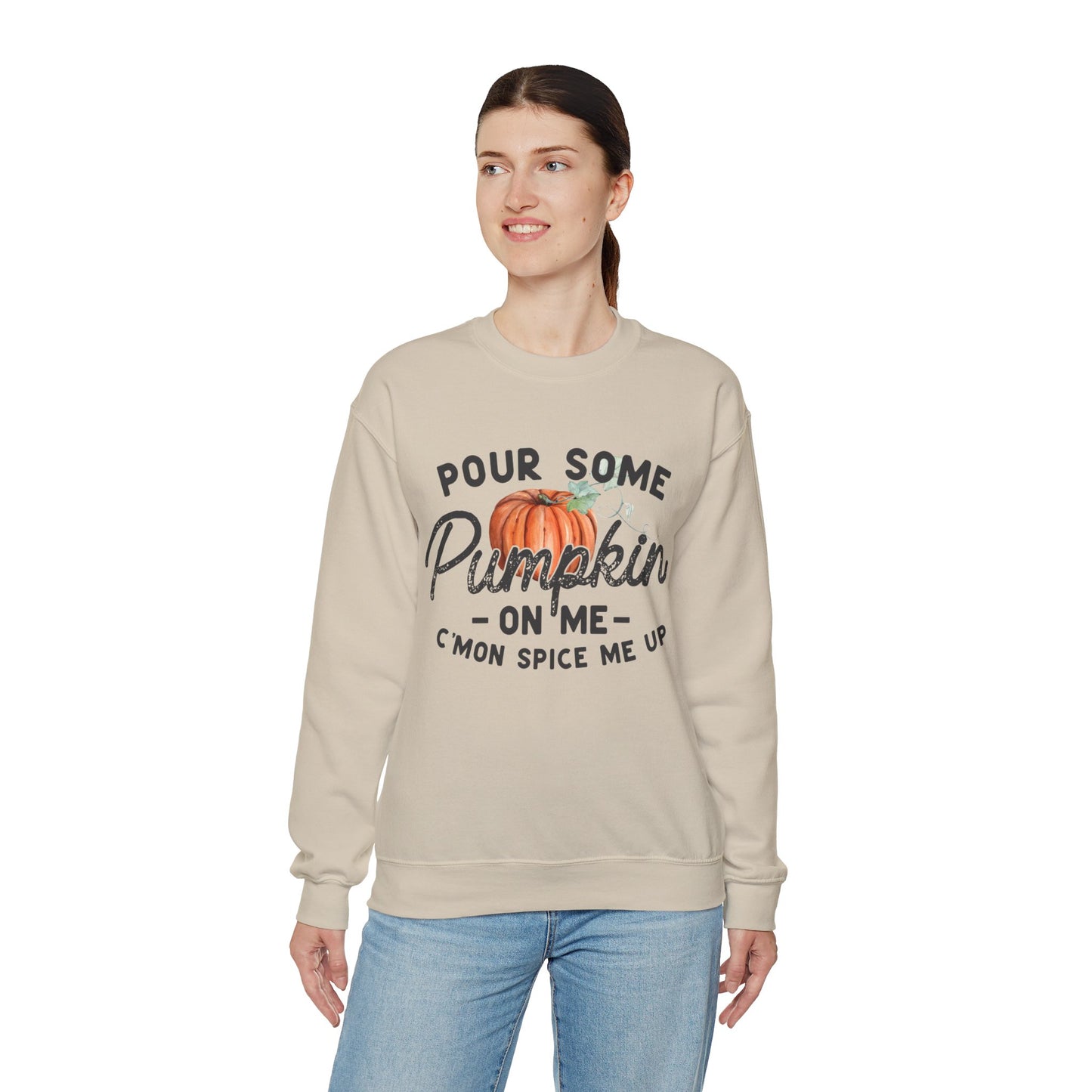 Pour some pumpkin spice on me, pumpkin spice sweatshirt, cute fall sweatshirt, pumpkin sweatshirt, thanksgiving, funny