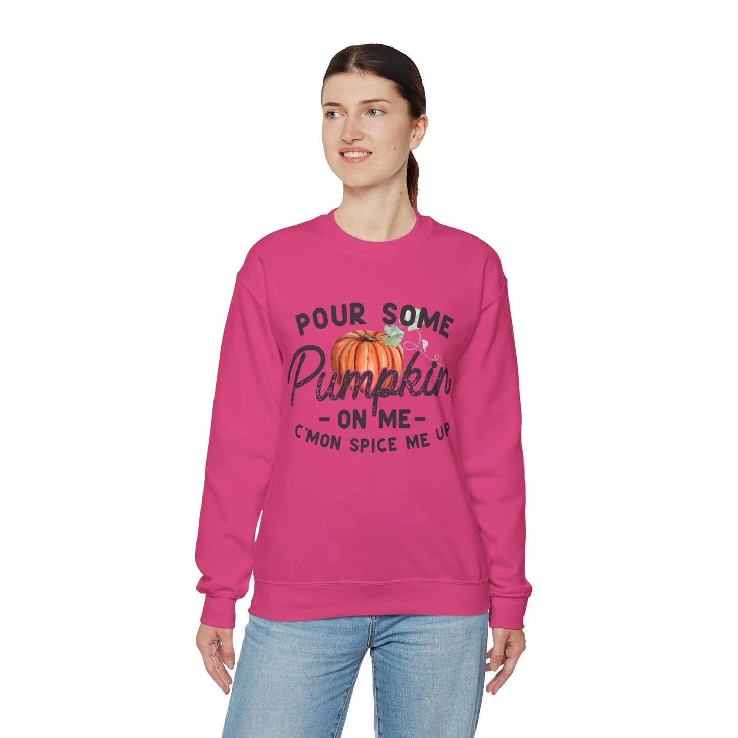 Pour some pumpkin spice on me, pumpkin spice sweatshirt, cute fall sweatshirt, pumpkin sweatshirt, thanksgiving, funny