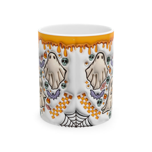 Ghost and Pumpkins Mug, Fall Mug, Autumn Mug