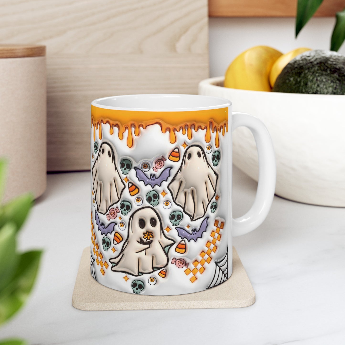 Ghost and Pumpkins Mug, Fall Mug, Autumn Mug