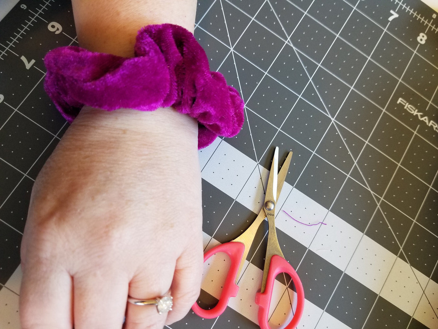 Magenta Velvet Scrunchie