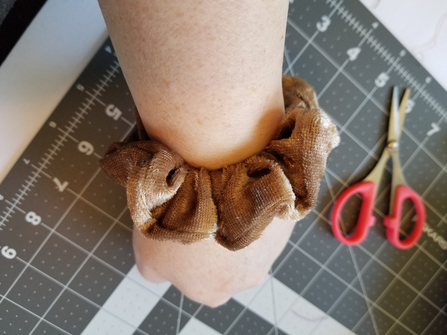 Khaki Velvet Scrunchie