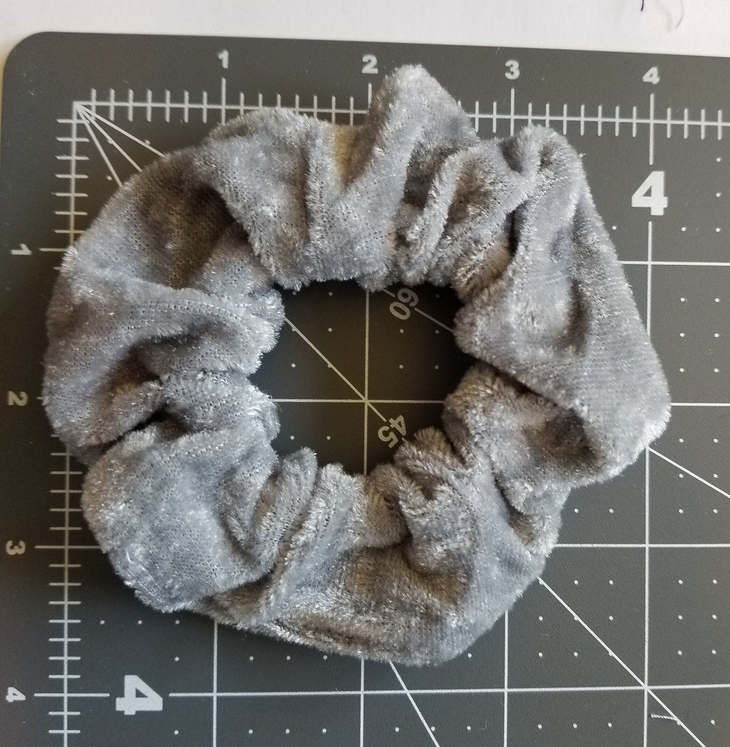 Squirrel Grey Velvet Scrunchie