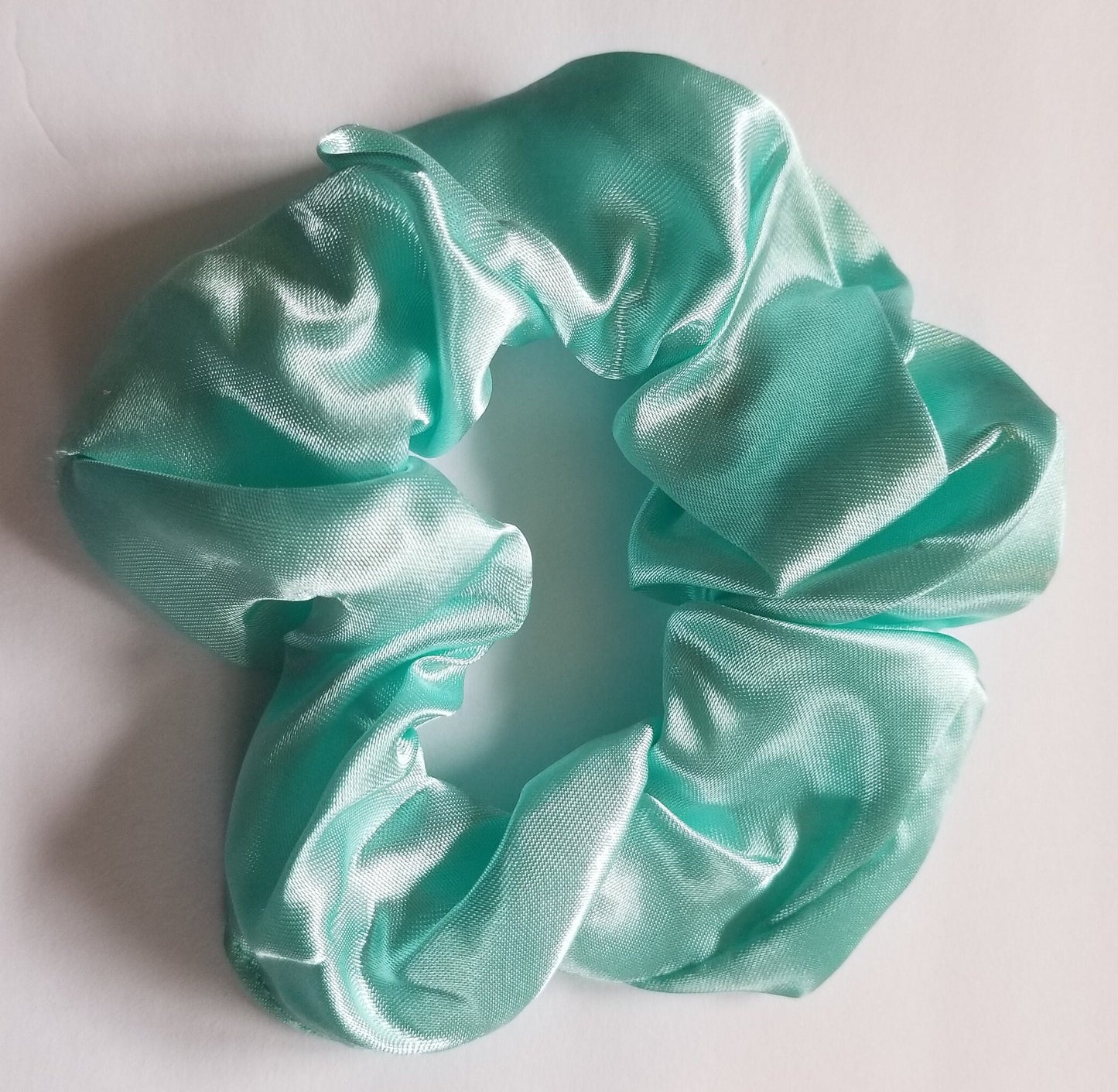 Aqua Satin Scrunchie