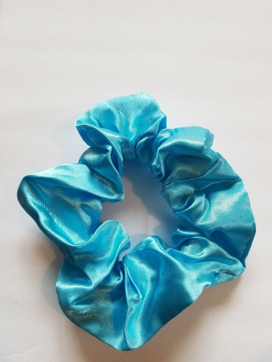 Cyan Satin Scrunchie