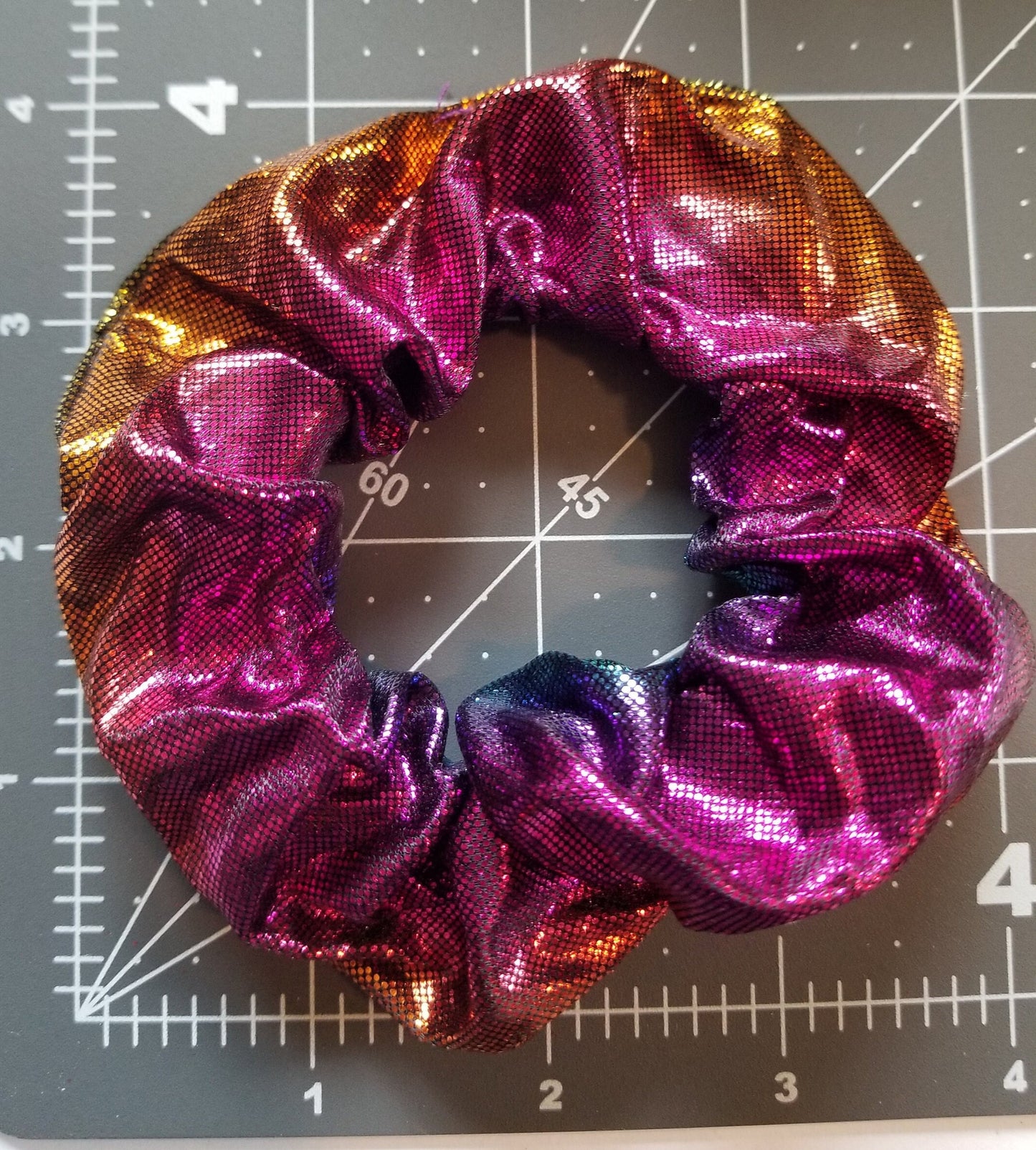 Rainbow Iridescent Satin Scrunchie