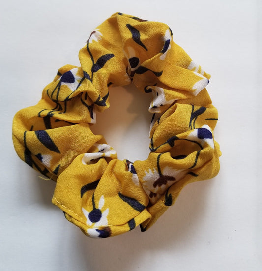 Gold Floral Satin Scrunchie