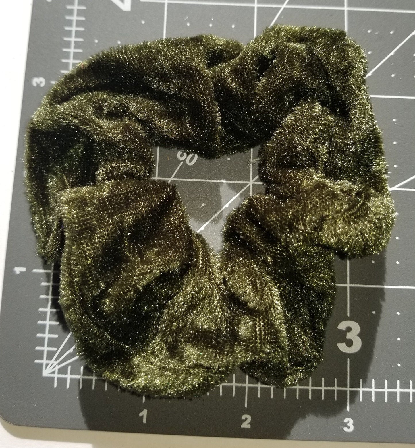 Olive Green Velvet Scrunchie