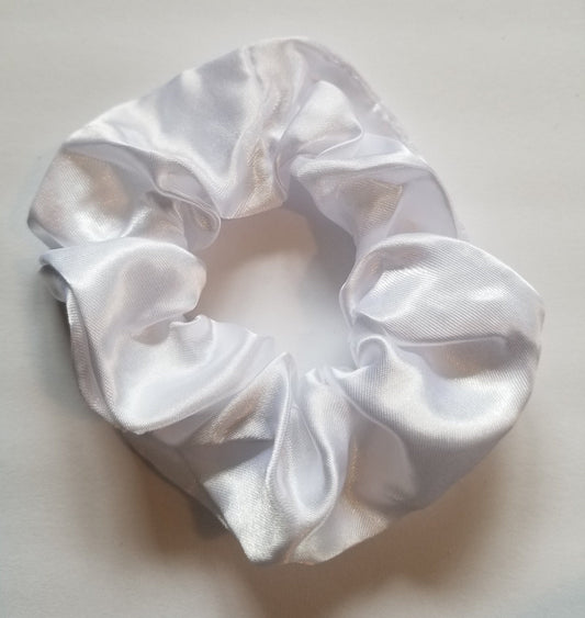 Bridal White Satin Scrunchie