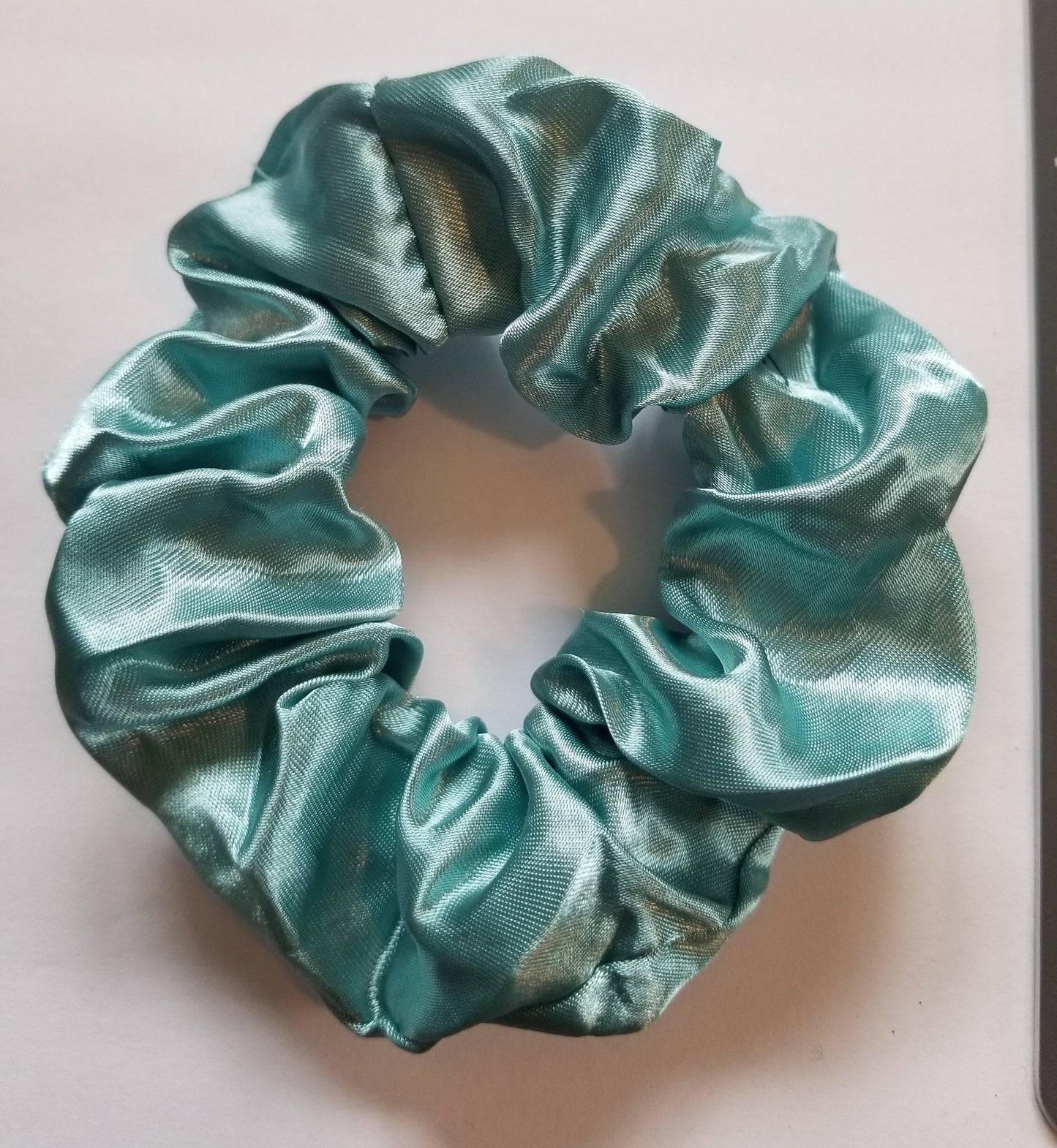 Ocean Blue Satin Scrunchie
