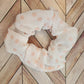 Handmade scrunchies for the hair tie accessories for her bridal gift for her pony tail holder for hair plaid pony tail holder white polka