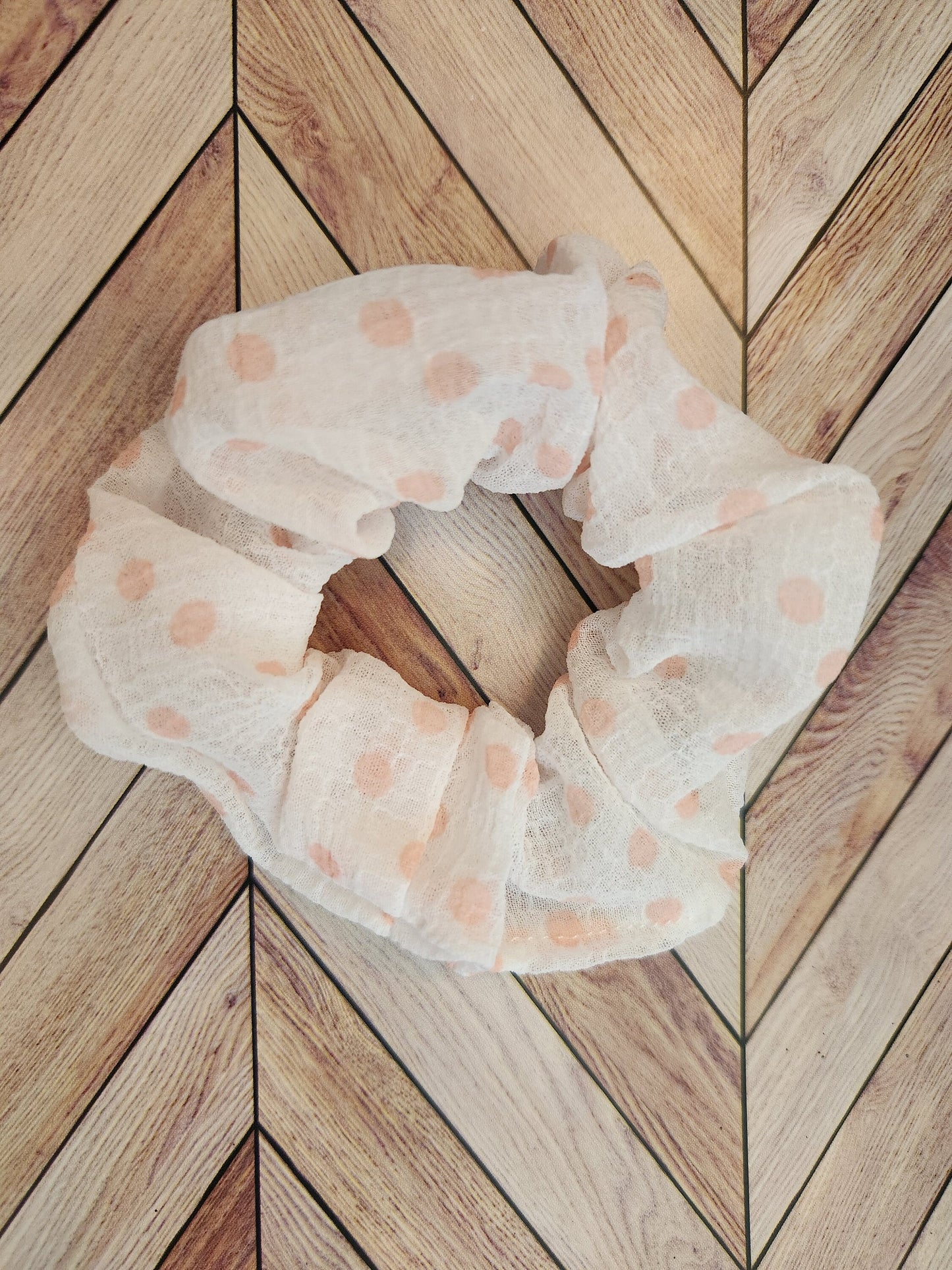 Handmade scrunchies for the hair tie accessories for her bridal gift for her pony tail holder for hair plaid pony tail holder white polka