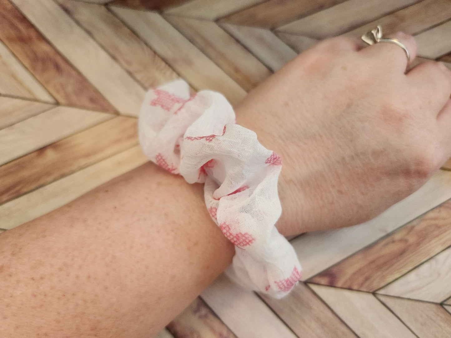 Handmade scrunchies for the hair tie accessories for her gift for her pony tail holder for hair plaid pony tail holder butterfly