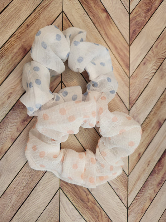 Handmade scrunchies for the hair tie accessories for her bridal gift for her pony tail holder for hair plaid pony tail holder white polka